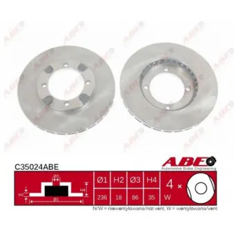 Jeu de 2 disques de frein avant ABE C35024ABE