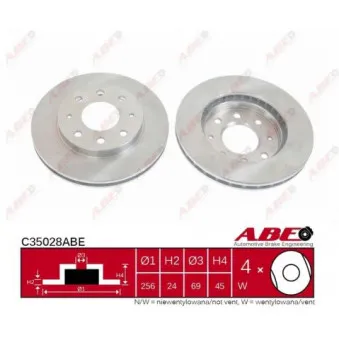 Jeu de 2 disques de frein avant ABE C35028ABE