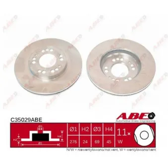 Jeu de 2 disques de frein avant ABE C35029ABE