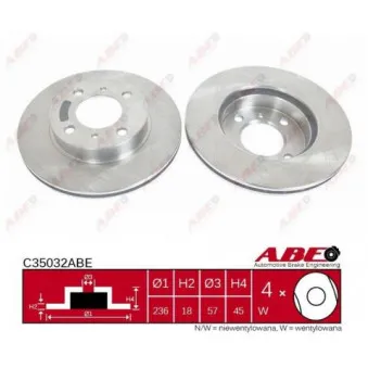 Jeu de 2 disques de frein avant ABE C35032ABE