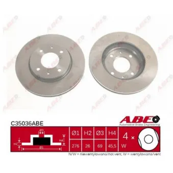 Jeu de 2 disques de frein avant ABE