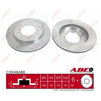 Jeu de 2 disques de frein avant ABE C35046ABE