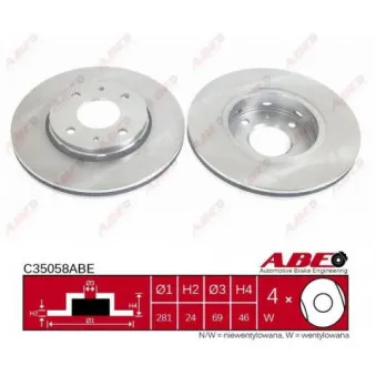 Jeu de 2 disques de frein avant ABE