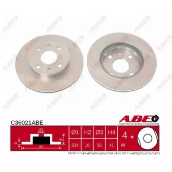 Jeu de 2 disques de frein avant ABE C36021ABE