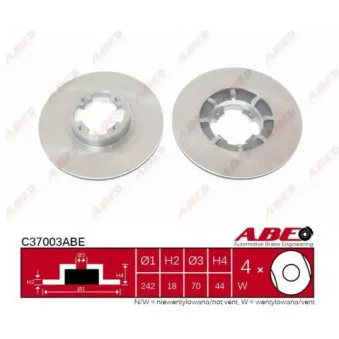 Jeu de 2 disques de frein avant ABE C37003ABE