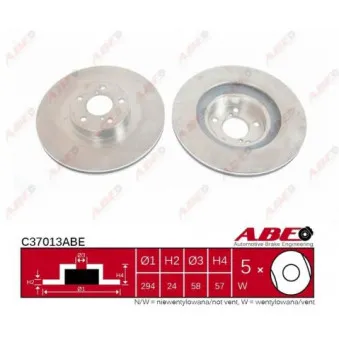 Jeu de 2 disques de frein avant ABE C37013ABE