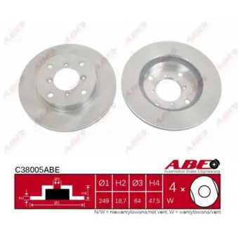 Jeu de 2 disques de frein avant ABE C38005ABE