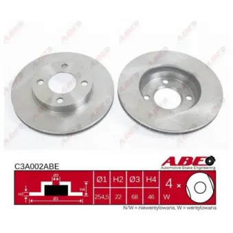Jeu de 2 disques de frein avant ABE C3A002ABE