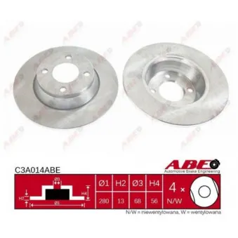 Jeu de 2 disques de frein avant ABE C3A014ABE