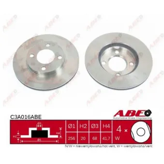 Jeu de 2 disques de frein avant ABE C3A016ABE