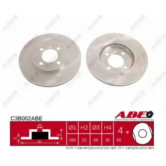 Jeu de 2 disques de frein avant ABE