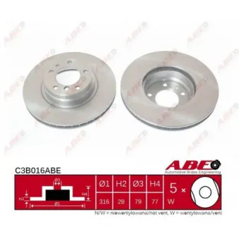 Jeu de 2 disques de frein avant ABE C3B016ABE
