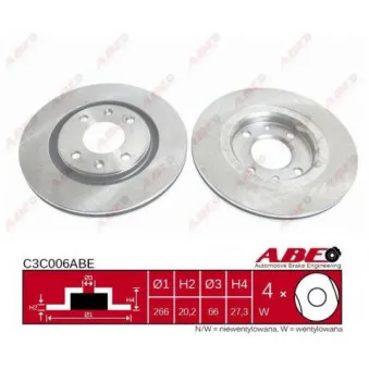 Jeu de 2 disques de frein avant ABE C3C006ABE