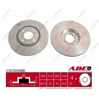 Jeu de 2 disques de frein avant ABE C3C020ABE
