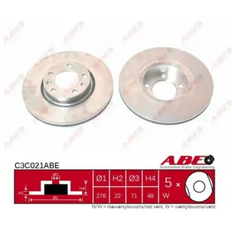 Jeu de 2 disques de frein avant ABE C3C021ABE