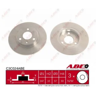Jeu de 2 disques de frein avant ABE C3C024ABE