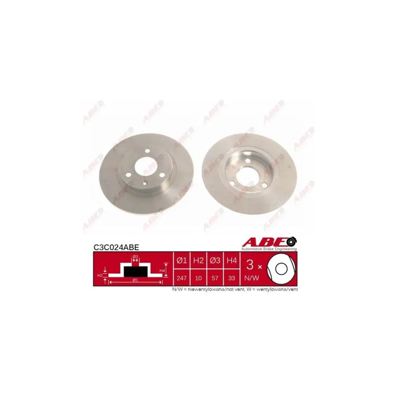 Jeu de 2 disques de frein avant ABE C3C024ABE