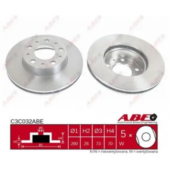 Jeu de 2 disques de frein avant ABE C3C032ABE