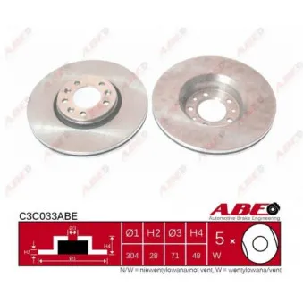 Jeu de 2 disques de frein avant ABE C3C033ABE