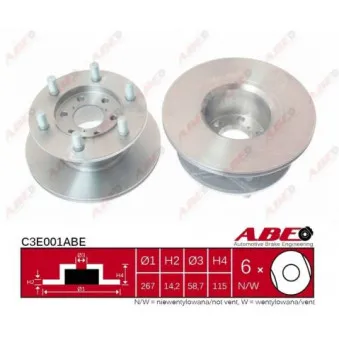 Jeu de 2 disques de frein avant ABE C3E001ABE