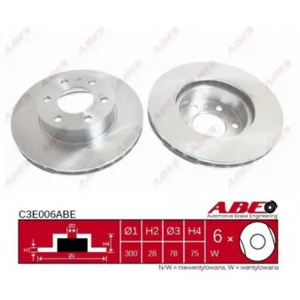 Jeu de 2 disques de frein avant ABE C3E006ABE