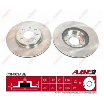 Jeu de 2 disques de frein avant ABE C3F003ABE