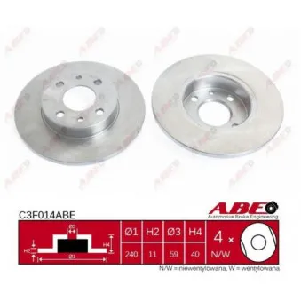 Jeu de 2 disques de frein avant ABE C3F014ABE