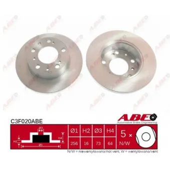 Jeu de 2 disques de frein avant ABE C3F020ABE