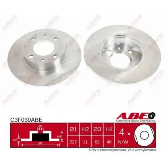 Jeu de 2 disques de frein arrière ABE C3F030ABE