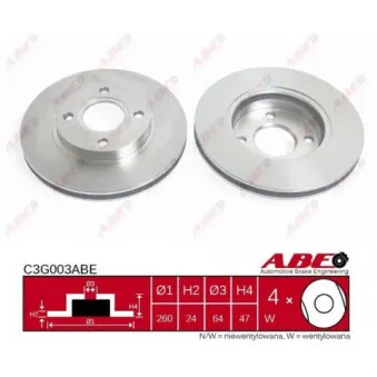 Jeu de 2 disques de frein avant ABE C3G003ABE
