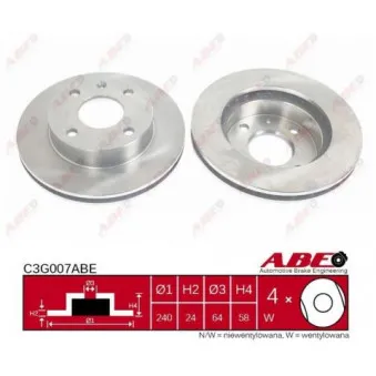 Jeu de 2 disques de frein avant ABE C3G007ABE