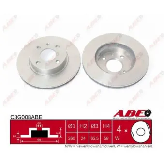 Jeu de 2 disques de frein avant ABE C3G008ABE