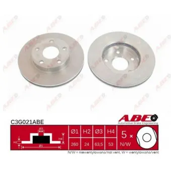 Jeu de 2 disques de frein avant ABE C3G021ABE