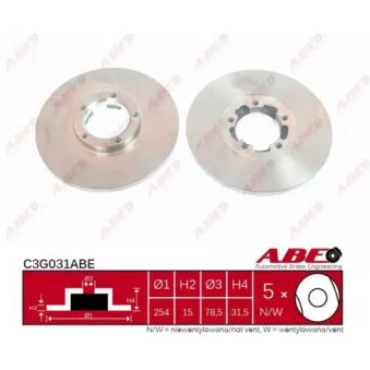 Jeu de 2 disques de frein avant ABE C3G031ABE