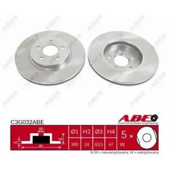 Jeu de 2 disques de frein avant ABE C3G032ABE