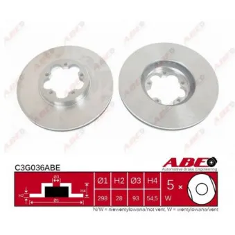 Jeu de 2 disques de frein avant ABE C3G036ABE