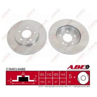 Jeu de 2 disques de frein avant ABE C3M014ABE