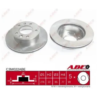 Jeu de 2 disques de frein avant ABE C3M022ABE