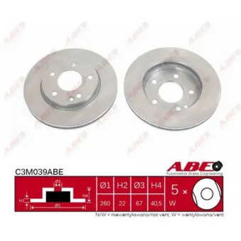 Jeu de 2 disques de frein avant ABE