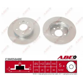 Jeu de 2 disques de frein avant ABE C3M058ABE