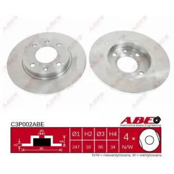 Jeu de 2 disques de frein avant ABE C3P002ABE