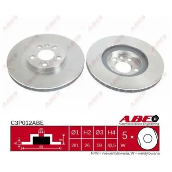 Jeu de 2 disques de frein avant ABE C3P012ABE