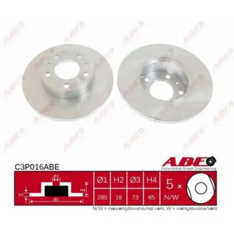 Jeu de 2 disques de frein avant ABE C3P016ABE