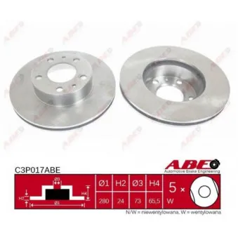 Jeu de 2 disques de frein avant ABE C3P017ABE