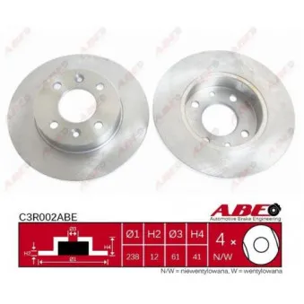 Jeu de 2 disques de frein avant ABE C3R002ABE