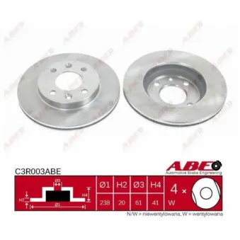 Jeu de 2 disques de frein avant ABE C3R003ABE
