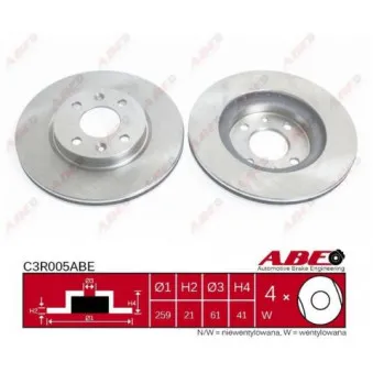 Jeu de 2 disques de frein avant ABE C3R005ABE