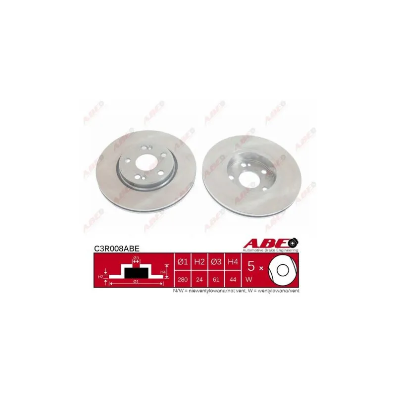 Jeu de 2 disques de frein avant ABE C3R008ABE