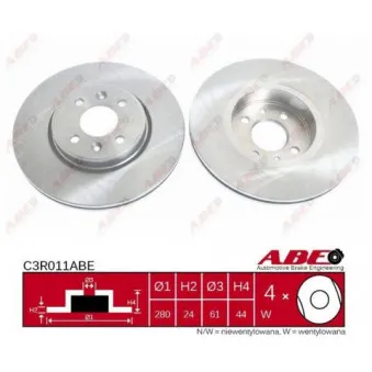 Jeu de 2 disques de frein avant ABE C3R011ABE