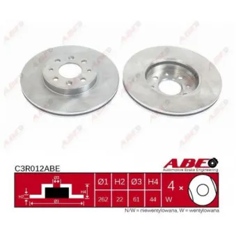 Jeu de 2 disques de frein avant ABE C3R012ABE